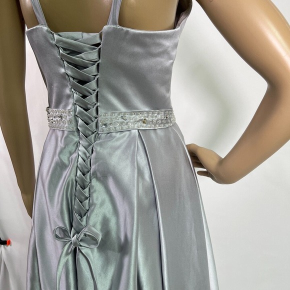 Vnaix Bridals Womens Wedding Dress Long Satin Halter Pockets Grey, Sz 8 - Picture 15 of 16
